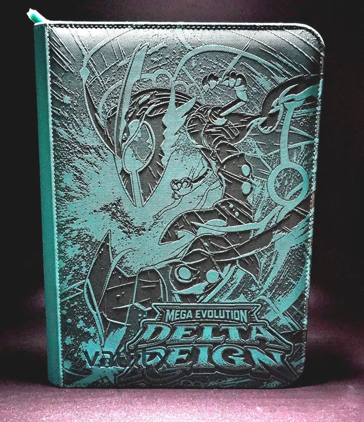 Mega Rayquaza Delta Reign Engraved Pokemon Binder | Pikachu Design | Pokemon Trading Card Binder | TCG Collection Album