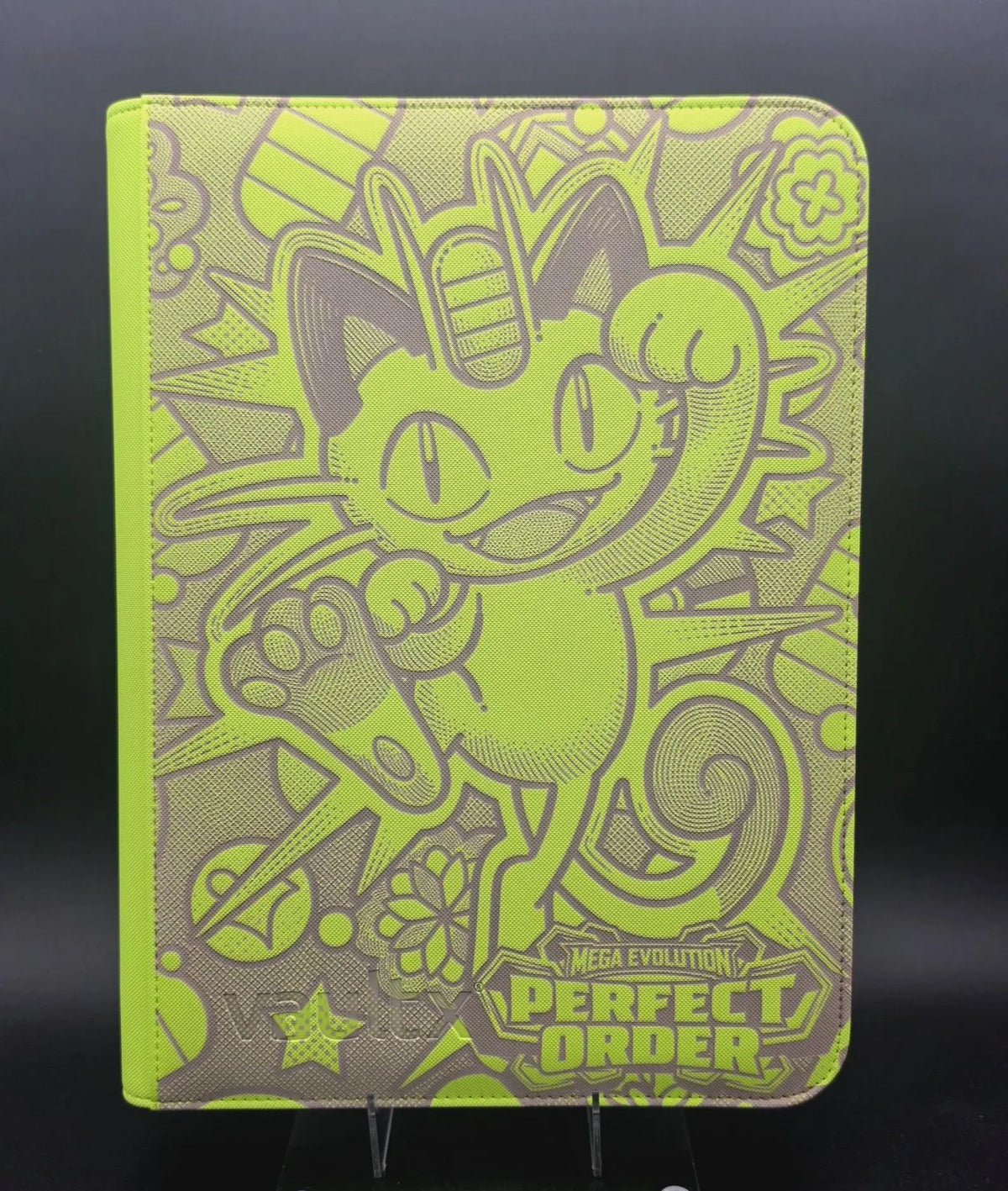 Perfect Order Meowth Engraved Pokemon Binder | Pikachu Design | Pokemon Trading Card Binder | TCG Collection Album