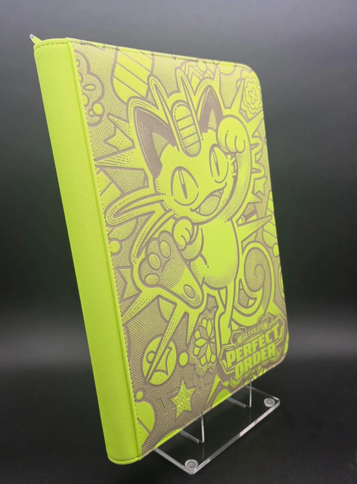 Perfect Order Meowth Engraved Pokemon Binder | Pikachu Design | Pokemon Trading Card Binder | TCG Collection Album