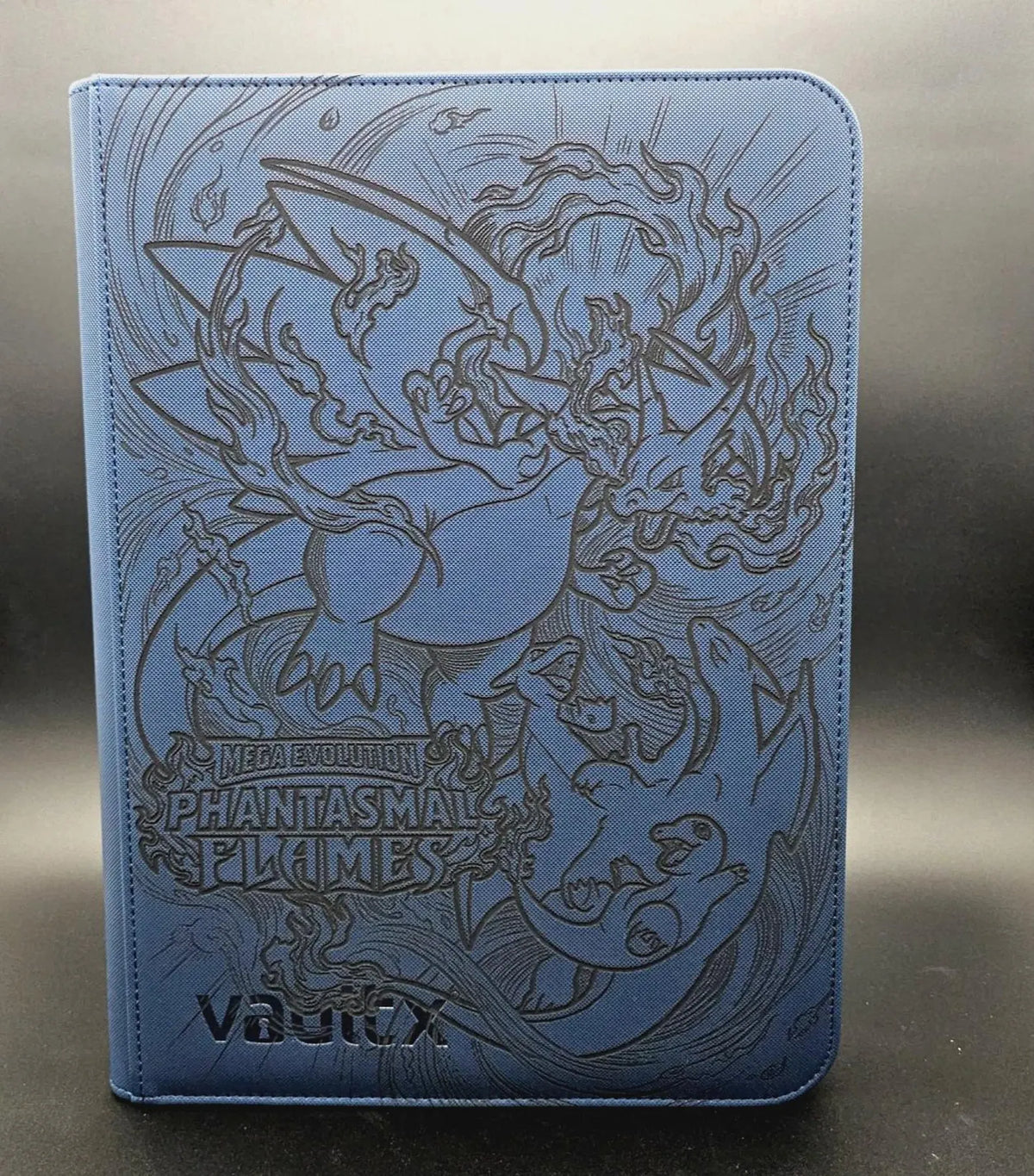 Phantasmal Flames Engraved Pokemon Binder | Charizard Master Set Binder | Pokemon Trading Card Binder | TCG Collection Album