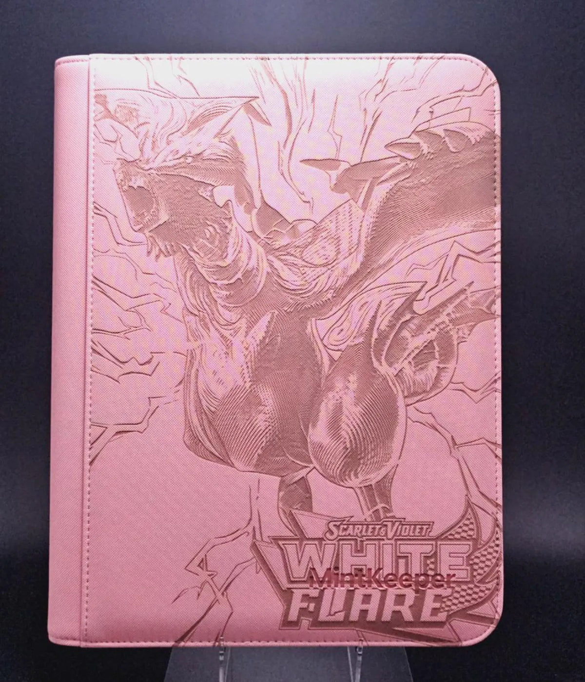 White Flare Engraved Pokemon Binder | Reshiram Tepig Oshawott | Pokemon Trading Card Binder | TCG Collection Album