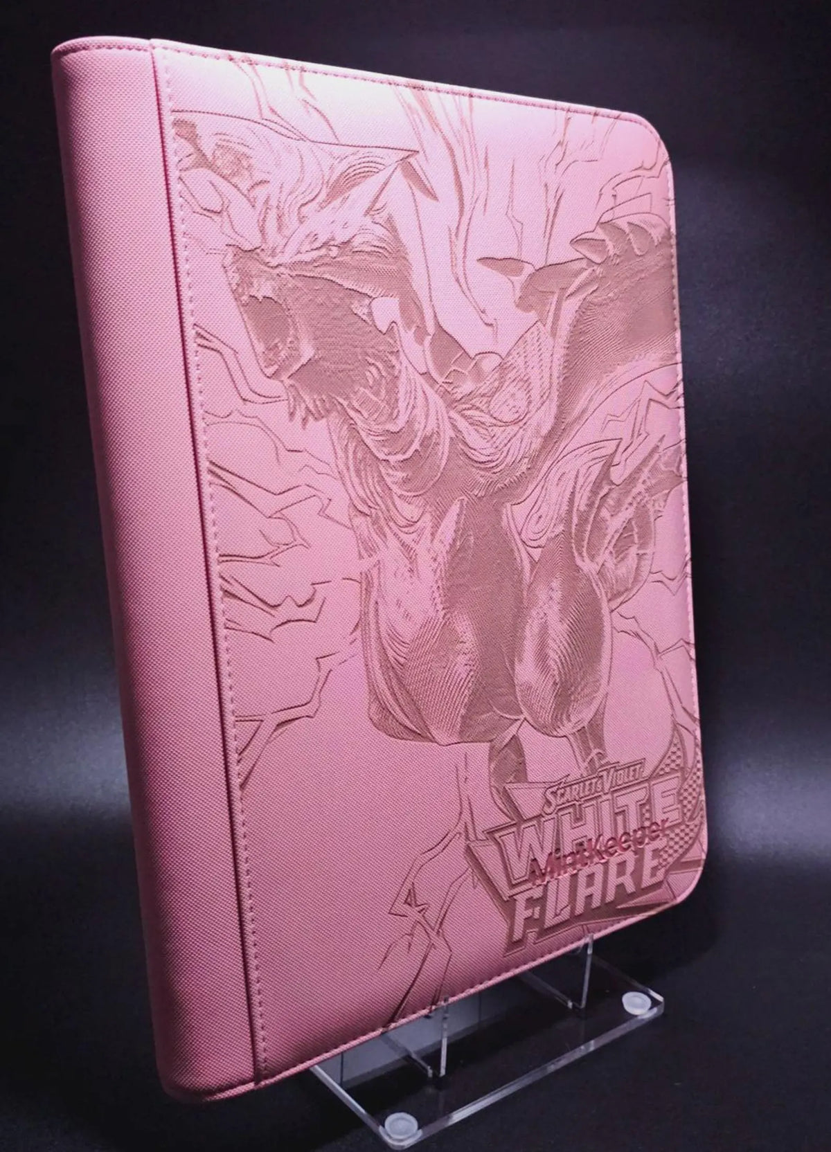 White Flare Engraved Pokemon Binder | Reshiram Tepig Oshawott | Pokemon Trading Card Binder | TCG Collection Album