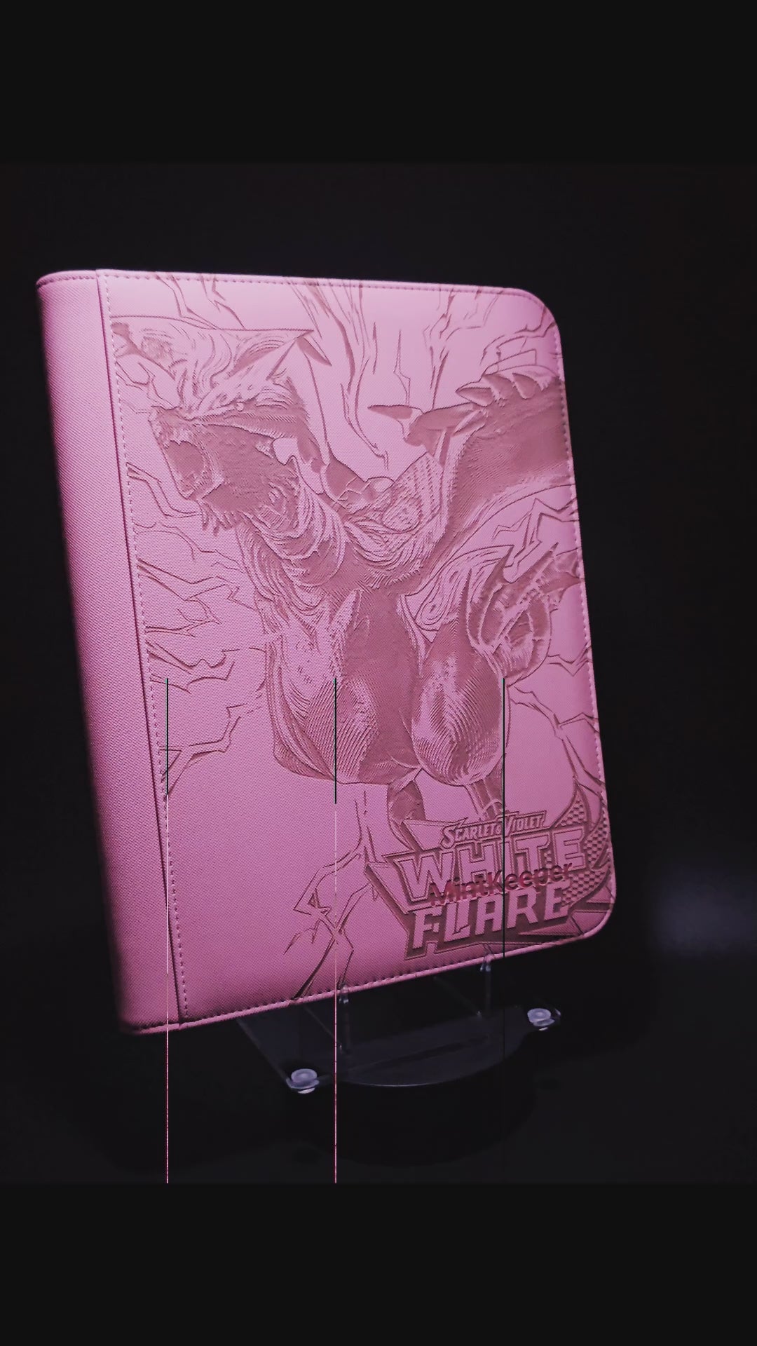 White Flare Engraved Pokemon Binder | Reshiram Tepig Oshawott | Pokemon Trading Card Binder | TCG Collection Album