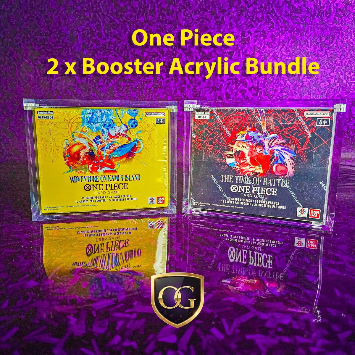 2 x 8MM One Piece Booster OP04 - OP17 Acrylic Magnetic Display Protector Case