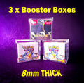 3 x 8MM Thick Pokemon Booster Box Acrylic Magnetic Display Protector Case Bulk