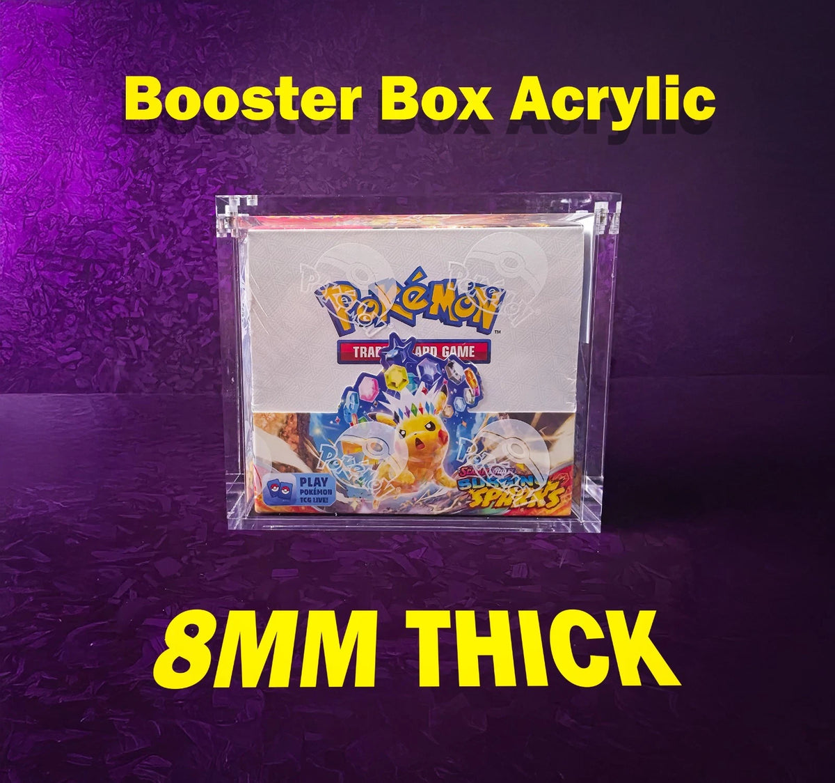 3 x 8MM Thick Pokemon Booster Box Acrylic Magnetic Display Protector Case Bulk
