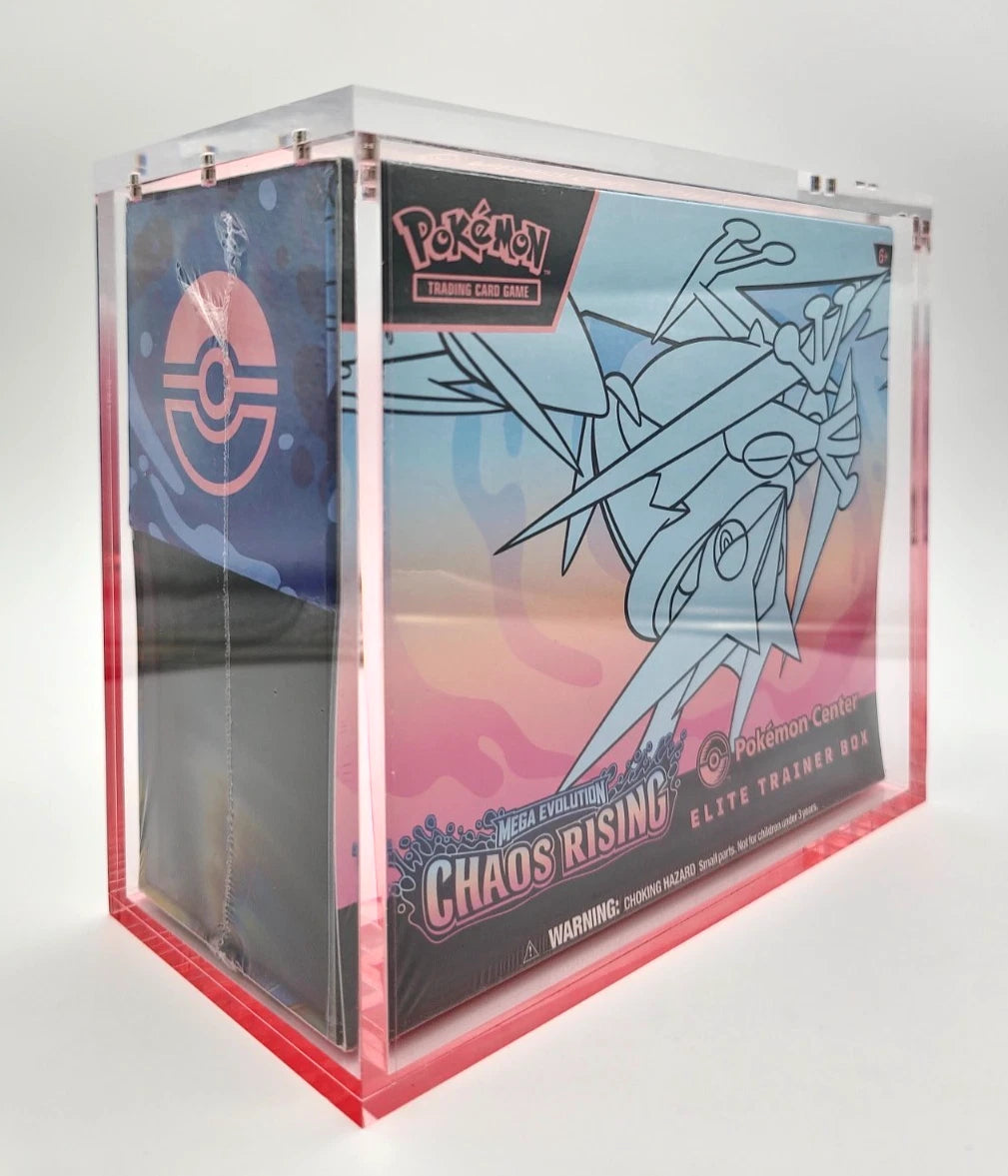 Pokemon ETB Acrylic Gradient Red 8MM Elite Trainer Box Display Protector Case