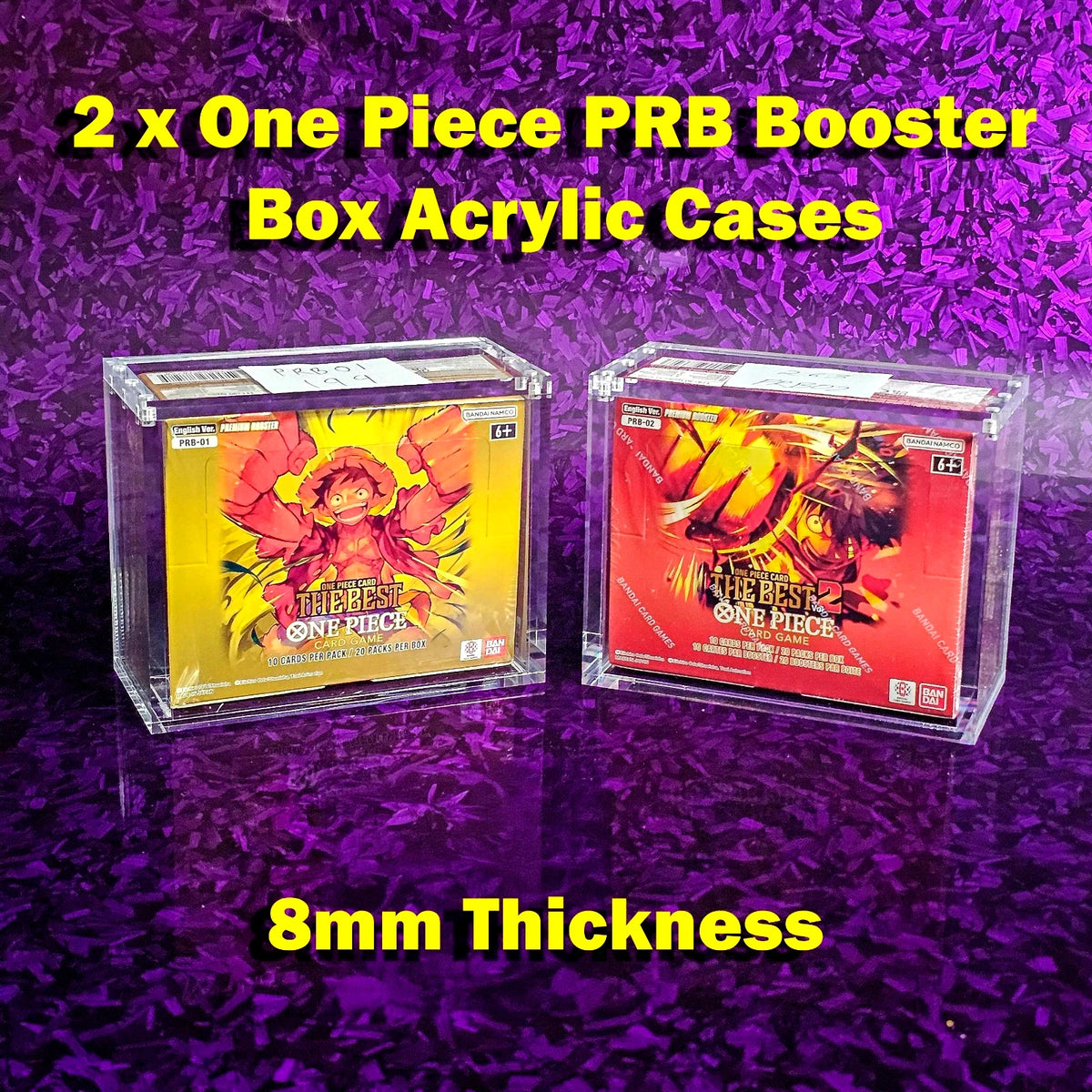 2 x 8MM One Piece Booster PRB01 PRB02 Acrylic Display Protector Case PRB