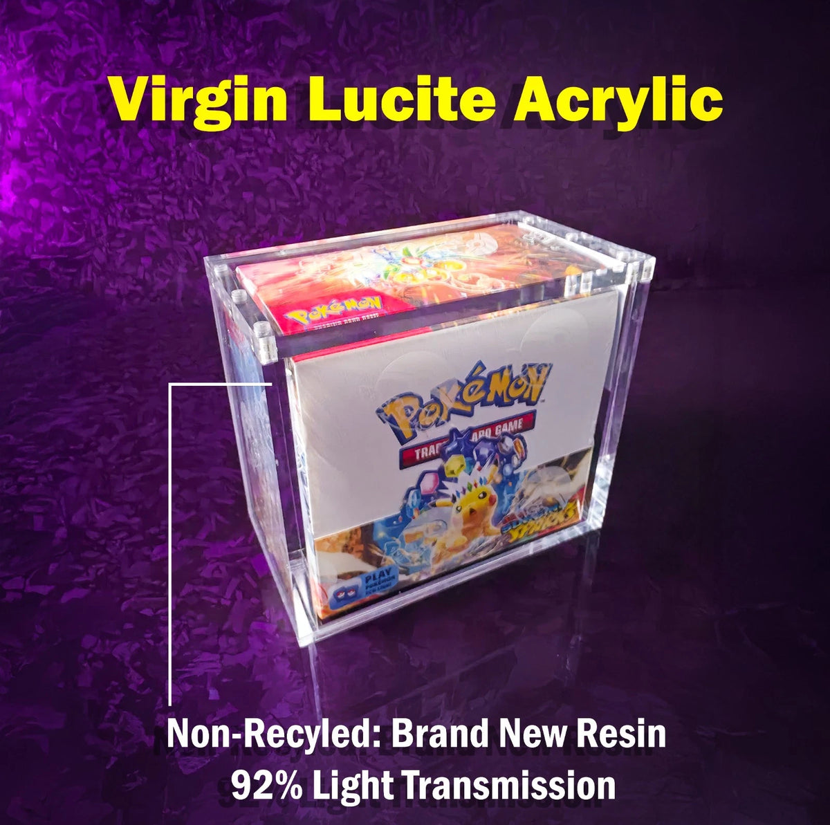 3 x 8MM Thick Pokemon Booster Box Acrylic Magnetic Display Protector Case Bulk