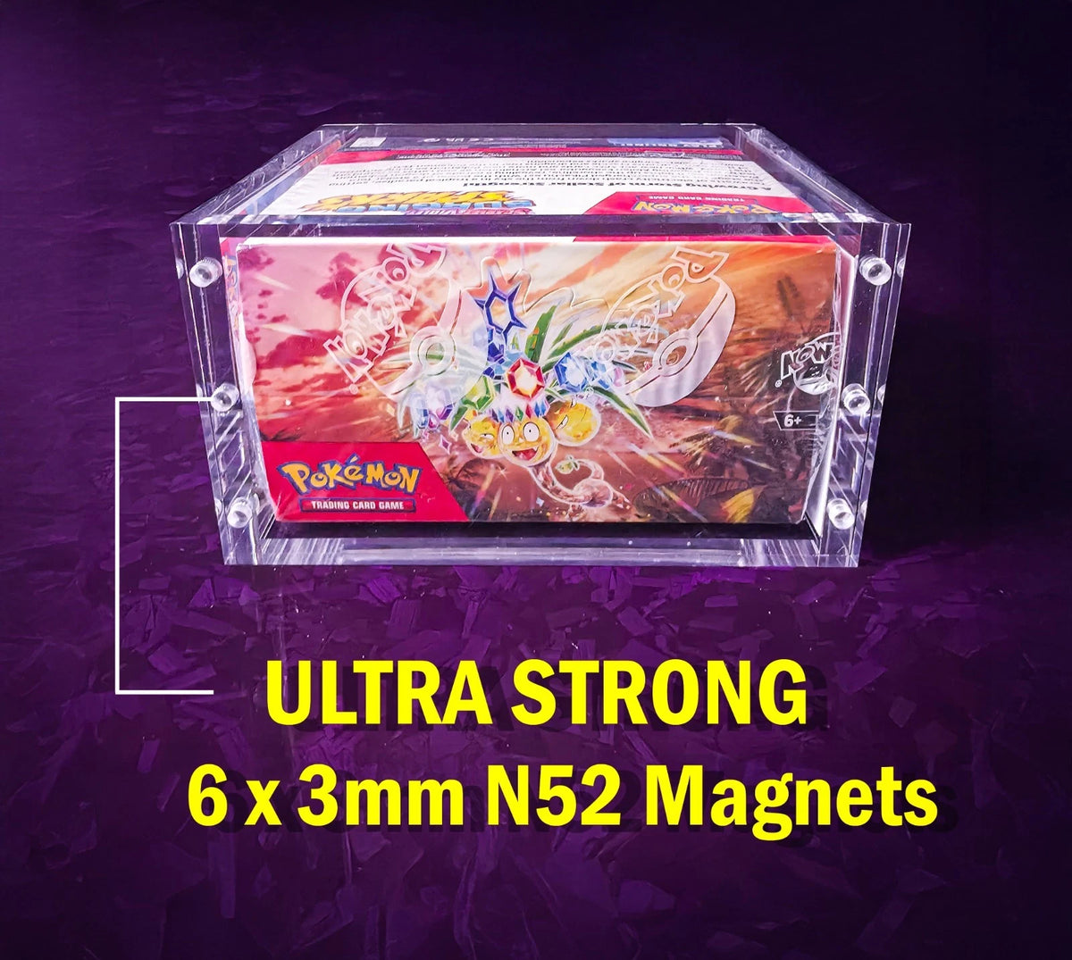 10 x 8MM Thick Pokemon Booster Box Acrylic Magnetic Display Protector Case Bulk